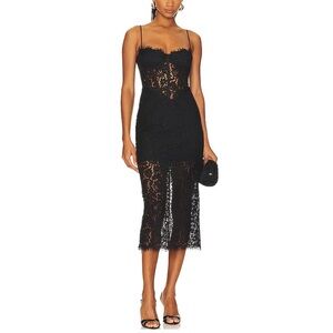 Bardot Olina Corset Lace Midi Dress in Black (sz 12)